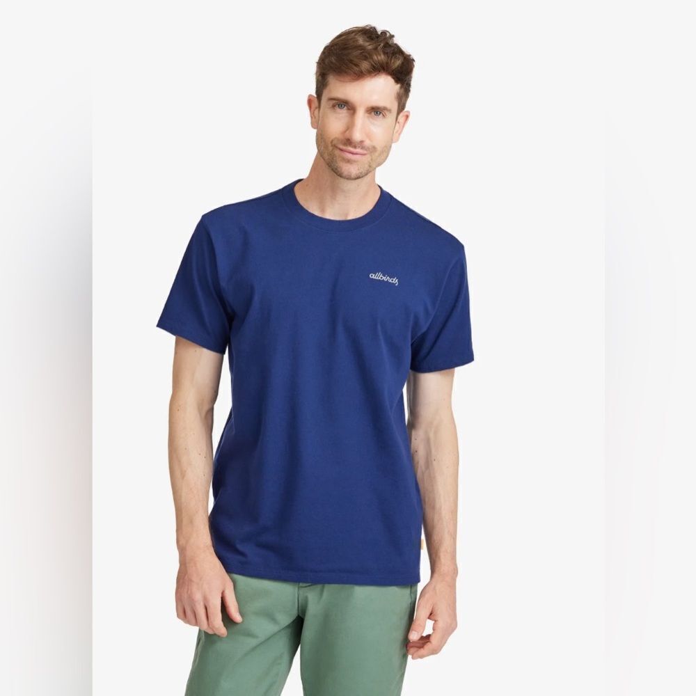 NWT Allbirds Men’s Allgood Cotton Logo Tee Deep Navy Size L
